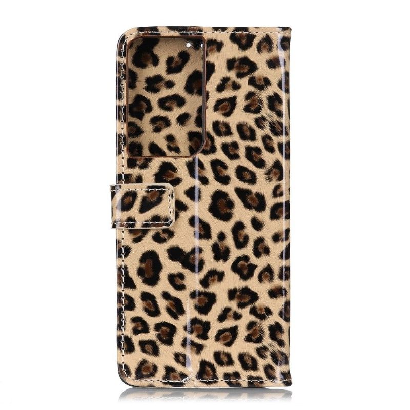 Θήκη Flip Samsung Galaxy S21 Ultra 5G Faux Leopard Style