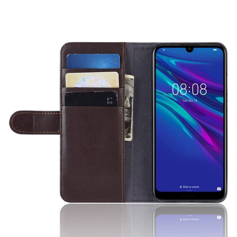 Θήκη Flip Huawei Y6 2019 Premium Δερμάτινο - Καφέ