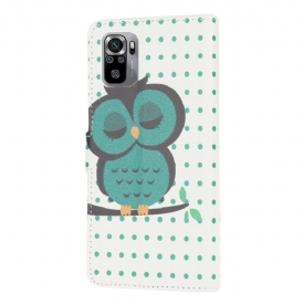 δερματινη θηκη Xiaomi Redmi Note 10 Sleeping Owl