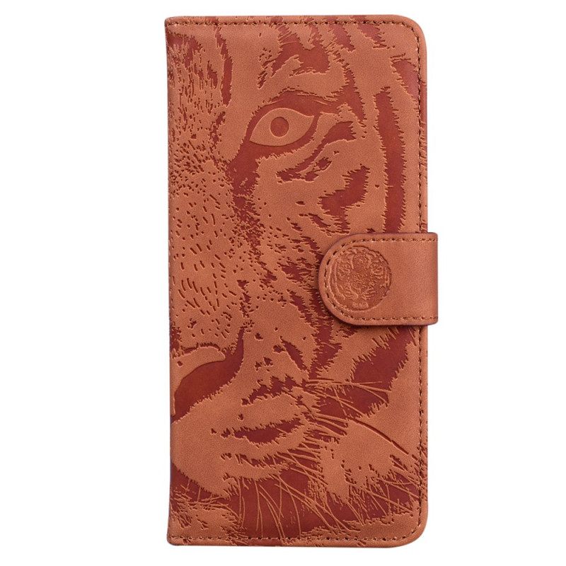 Δερματινη Θηκη Realme 12 / 12x 5g Tiger Print Με Λουράκι