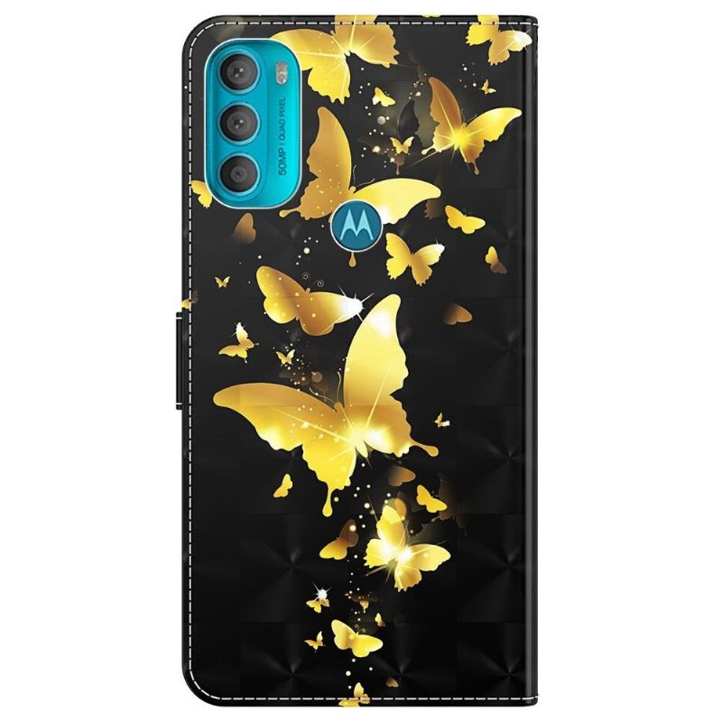 Κάλυμμα Motorola Moto G71 5G Χρυσές Πεταλούδες Εικονογράφηση