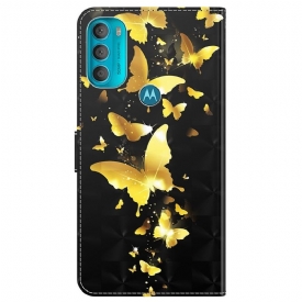 Κάλυμμα Motorola Moto G71 5G Χρυσές Πεταλούδες Εικονογράφηση