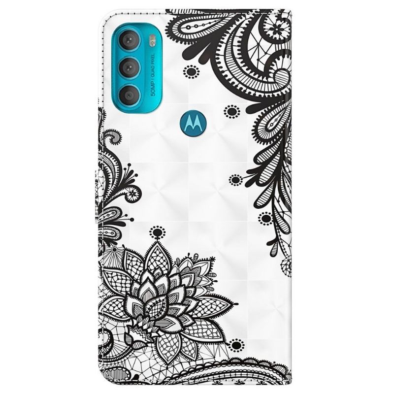 Θήκη Flip Motorola Moto G71 5G Λουλούδια Δαντέλα