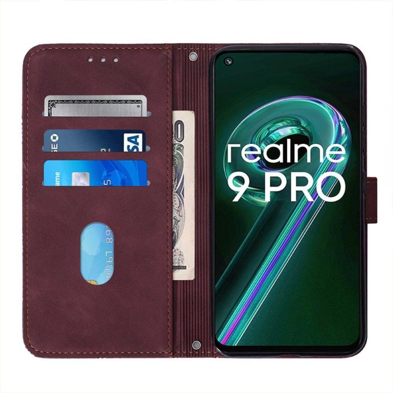 Θήκη Flip Realme 9 Pro Plus Γεωμετρικό Σχέδιο Με Εφέ Δέρματος