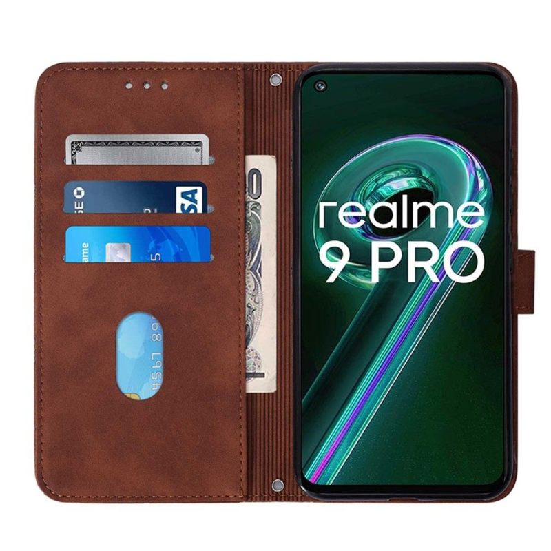 Θήκη Flip Realme 9 Pro Plus Γεωμετρικό Σχέδιο Με Εφέ Δέρματος