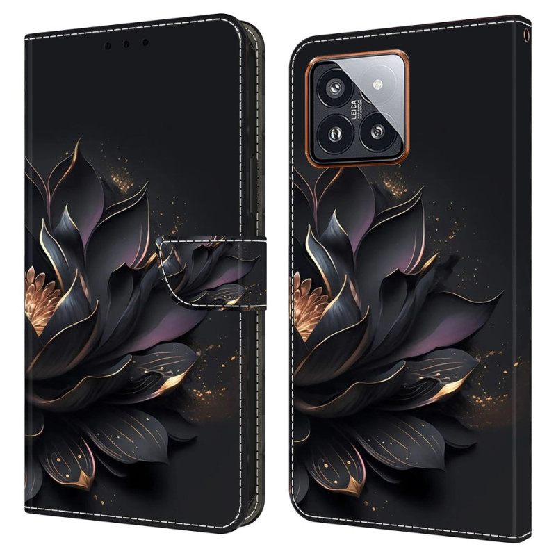 Δερματινη Θηκη Xiaomi 14 Pro Μωβ Lotus Σιλικόνης