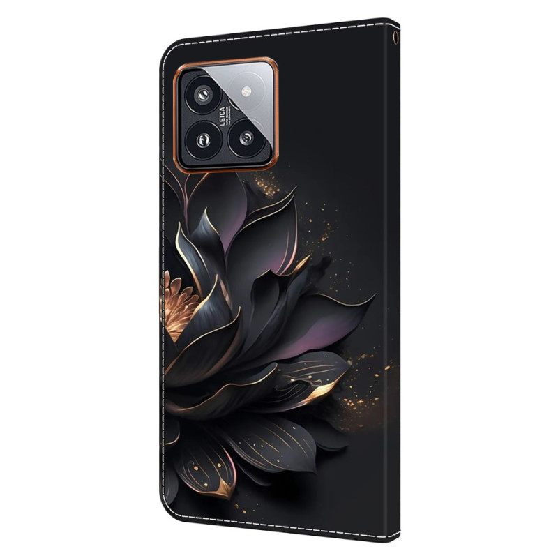 Δερματινη Θηκη Xiaomi 14 Pro Μωβ Lotus Σιλικόνης