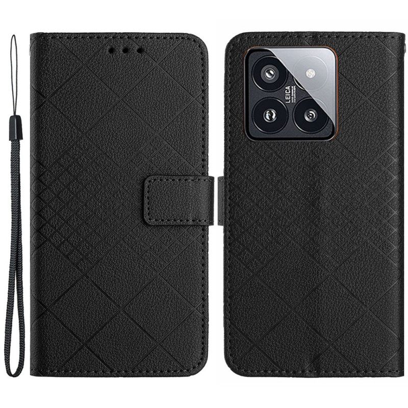 Δερματινη Θηκη Xiaomi 14 Pro Strappy Diamond Pattern