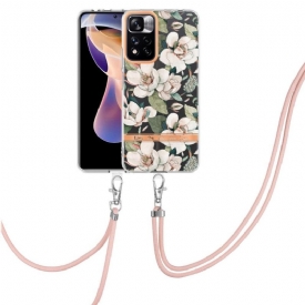 Θήκη Xiaomi Redmi Note 11 Pro Plus 5G με κορδονι Gardenia White Flower