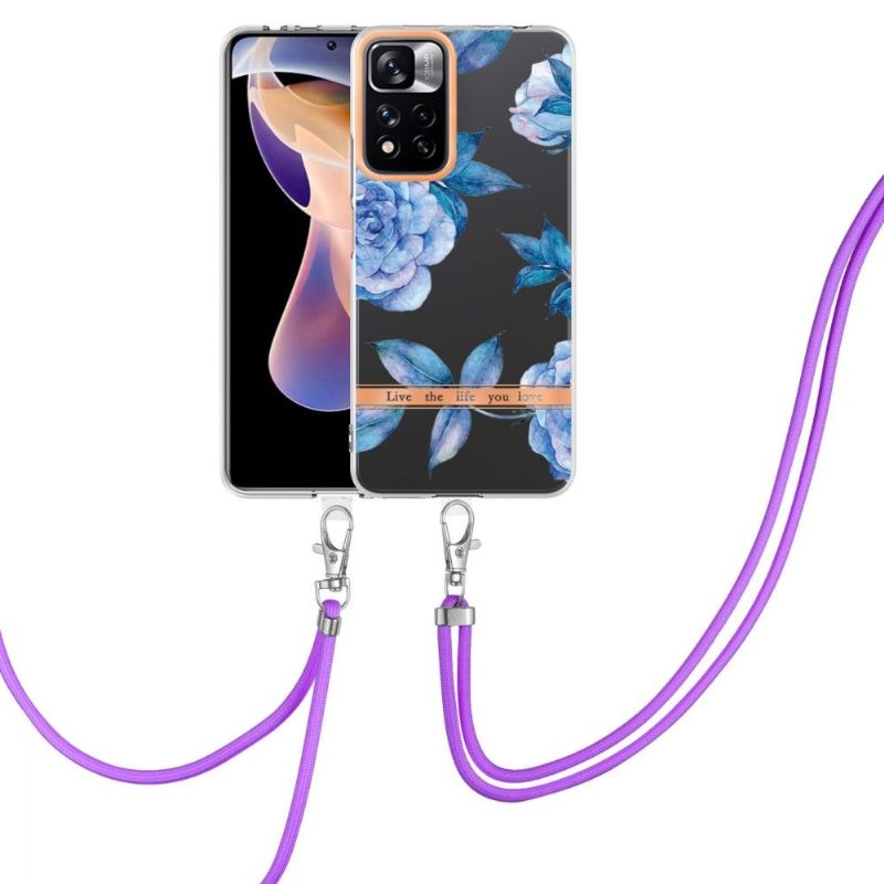 Θήκη Xiaomi Redmi Note 11 Pro Plus 5G με κορδονι Peony Blue