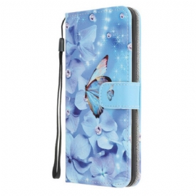 Κάλυμμα Samsung Galaxy A52 4G / A52 5G / A52s 5G με κορδονι Strappy Diamond Butterflies