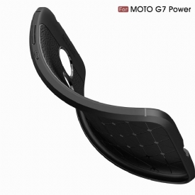 Θήκη Motorola Moto G7 Power Ζελ Φινιρίσματος Από Ψεύτικο Δέρμα