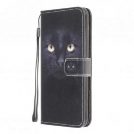 Κάλυμμα Moto G50 με κορδονι Strappy Black Cat Eyes