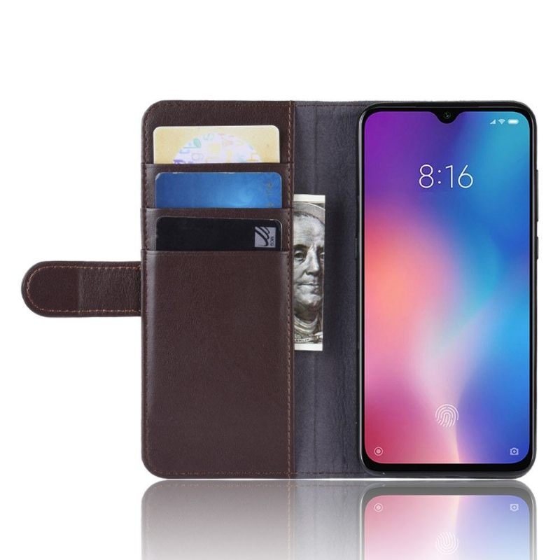 Θήκη Flip Xiaomi Mi 9 SE Premium Δερμάτινη Κάρτα - Καφέ