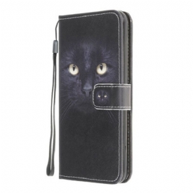 δερματινη θηκη Samsung Galaxy M12 / A12 με κορδονι Strappy Black Cat Eyes