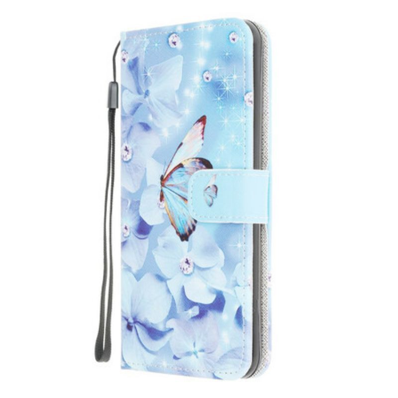 Κάλυμμα Samsung Galaxy M12 / A12 με κορδονι Strappy Diamond Butterflies