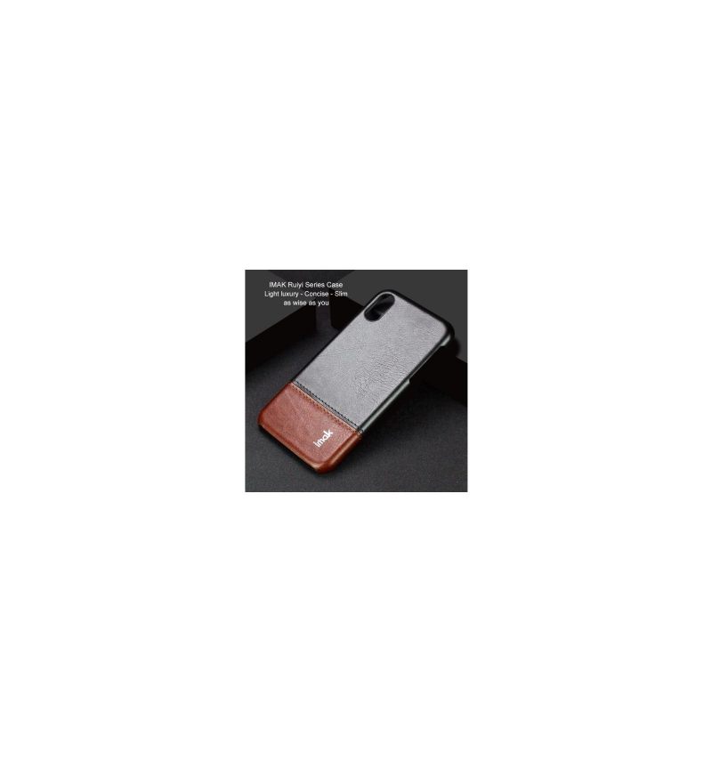 Θήκη iPhone XR Imitation Leather Μαύρο Καφέ