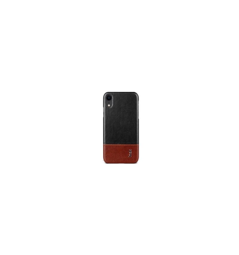 Θήκη iPhone XR Imitation Leather Μαύρο Καφέ