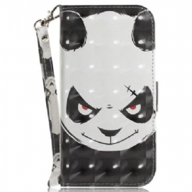 Δερματινη Θηκη iPhone 16 Pro Max Angry Panda Με Λουράκι Σιλικόνης