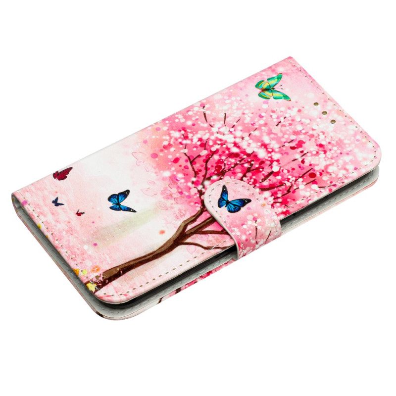 Δερματινη Θηκη iPhone 16 Pro Max Cherry Blossom Tree With Strap