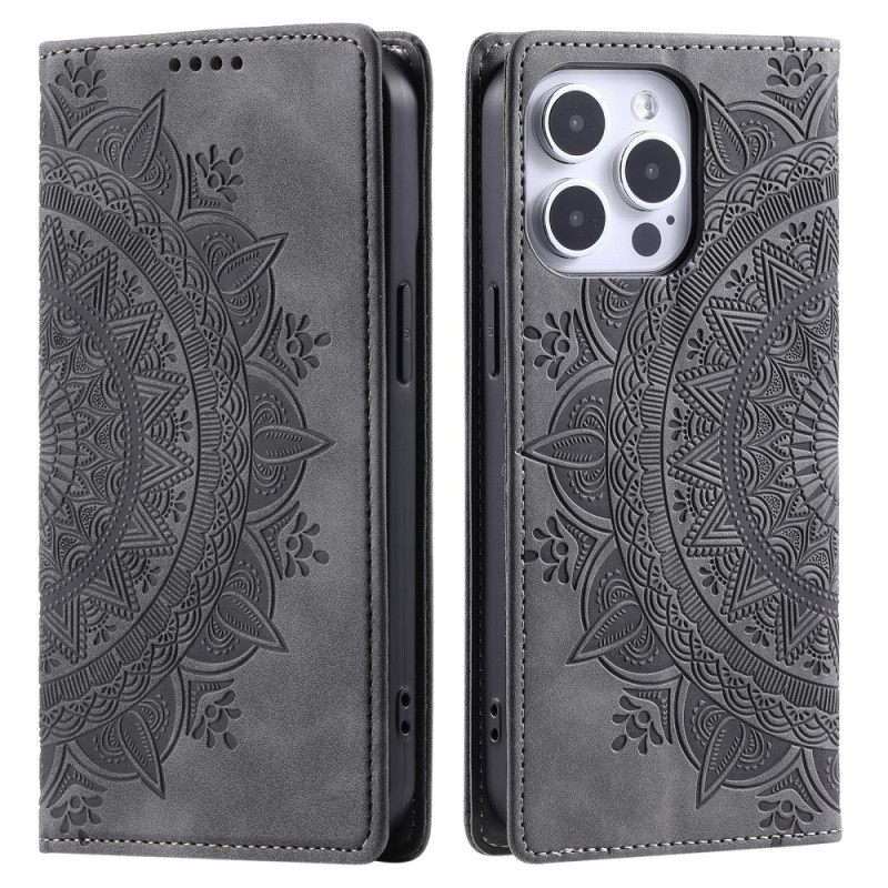 Δερματινη Θηκη iPhone 16 Pro Max Mandala Suede Effect