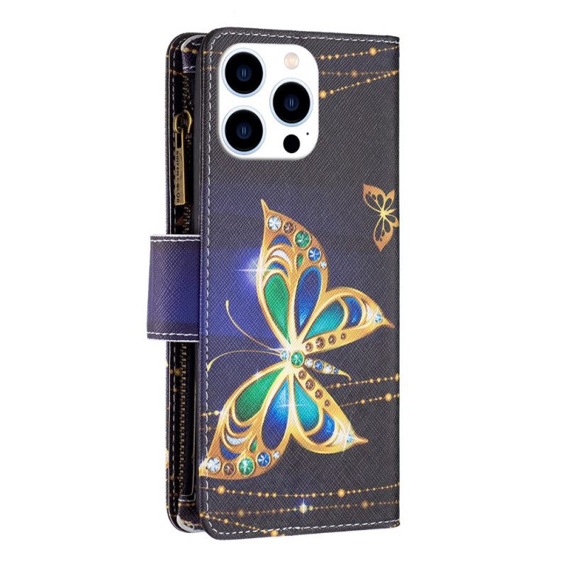 Δερματινη Θηκη iPhone 16 Pro Max Πορτοφόλι Rhinestone Butterflies