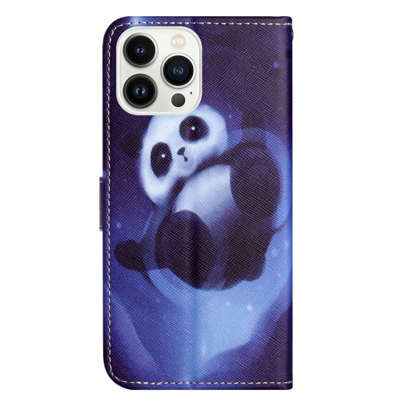 Δερματινη Θηκη iPhone 16 Pro Max Space Panda Strap