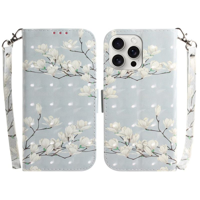 Δερματινη Θηκη iPhone 16 Pro Max Strap Magnolias