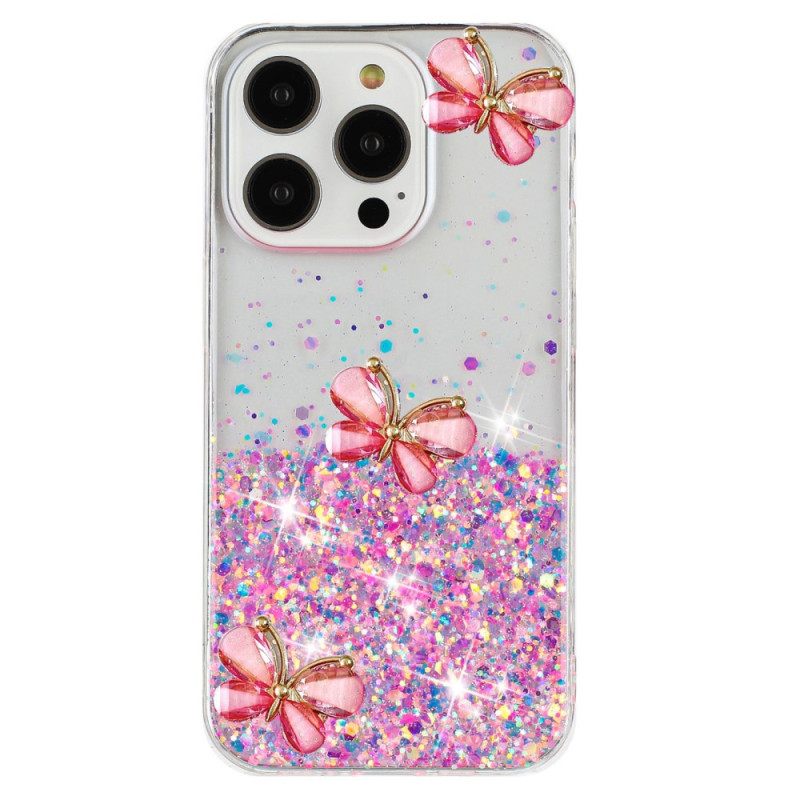 Κάλυμμα iPhone 16 Pro Max Εφέ Φωτός 3d Butterflies Σιλικόνης