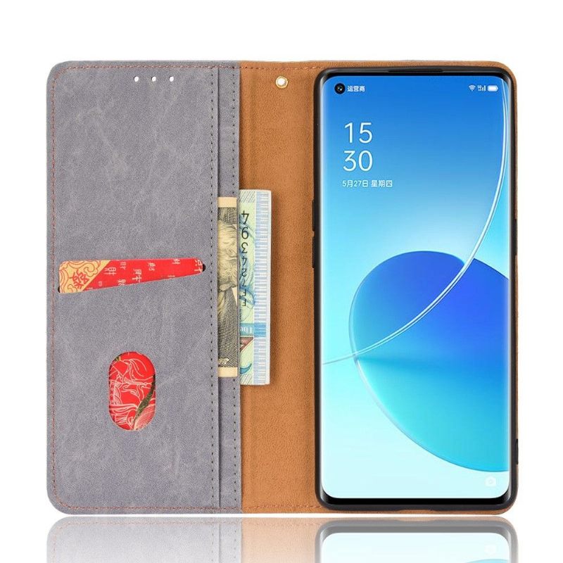 Κάλυμμα Oppo Reno 6 Pro 5G Θήκη Flip Faux Leather Retro