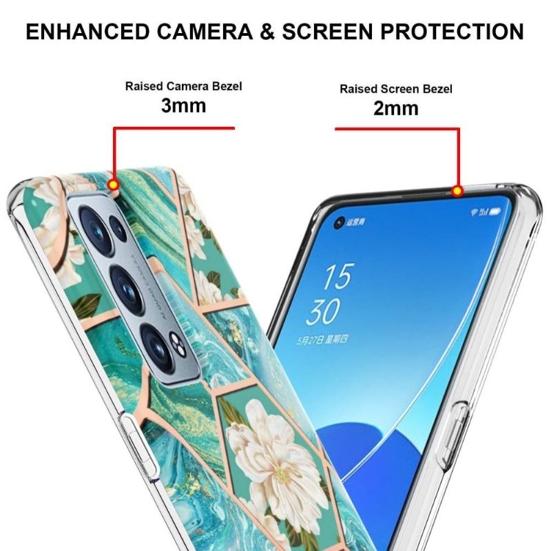 Θήκη Oppo Reno 6 Pro 5G Μάρμαρα Και Λευκά Λουλούδια