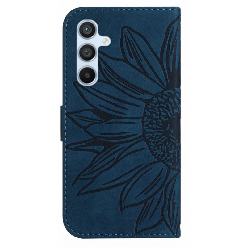 Δερματινη Θηκη Samsung Galaxy A16 5g Sunflower Print Με Λουράκι Σιλικόνης