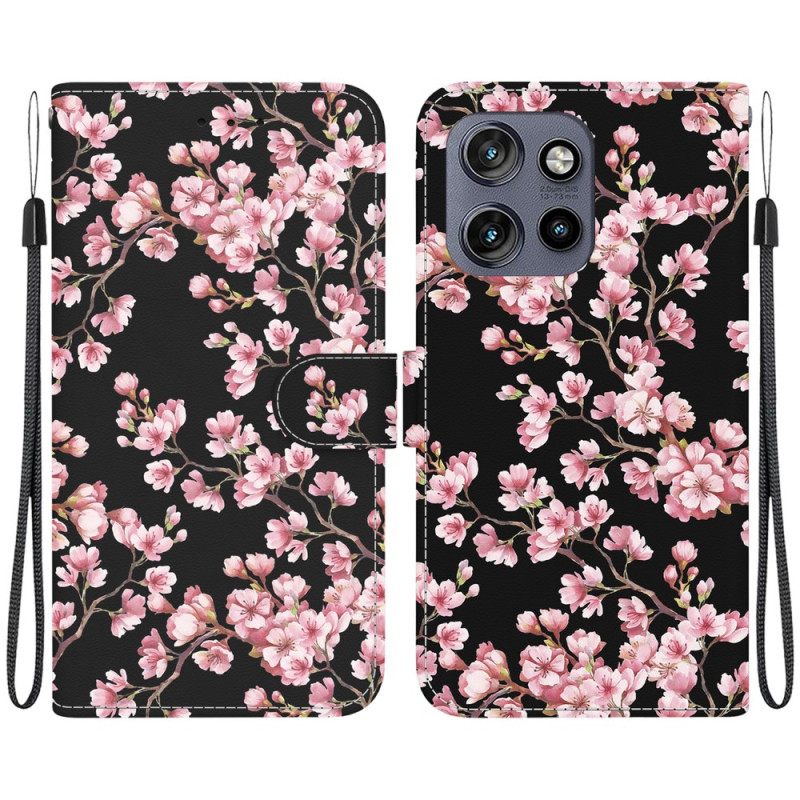 Δερματινη Θηκη Motorola Edge 50 Neo Plum Blossoms