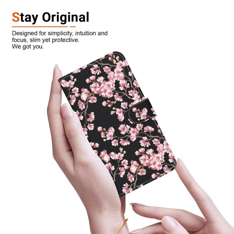 Δερματινη Θηκη Motorola Edge 50 Neo Plum Blossoms