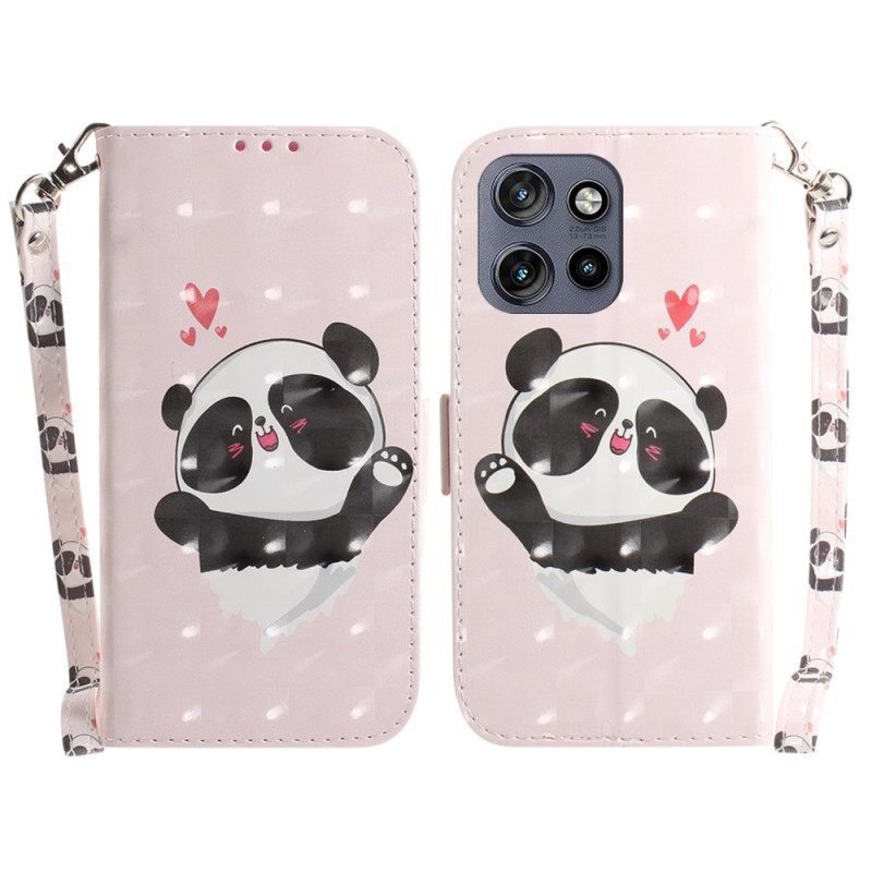 Θηκη Κινητου Motorola Edge 50 Neo Θήκες Κινητών Panda Love With Strap