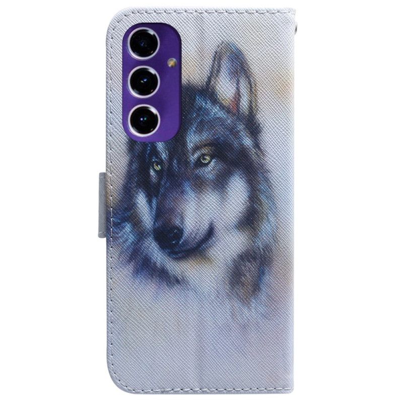 Δερματινη Θηκη Samsung Galaxy S24 Fe Wolf Watercolor