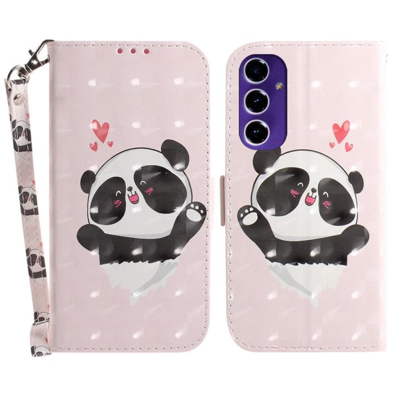 Θηκη Κινητου Samsung Galaxy S24 Fe Θήκες Κινητών Panda Love With Strap