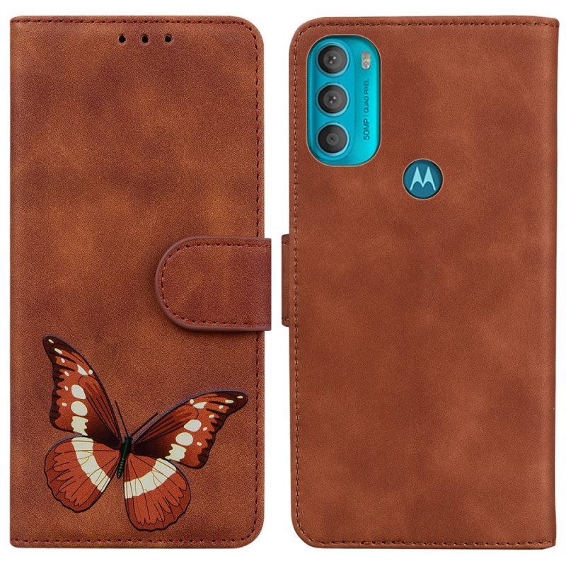 δερματινη θηκη Moto G71 5G Skin-touch Butterfly