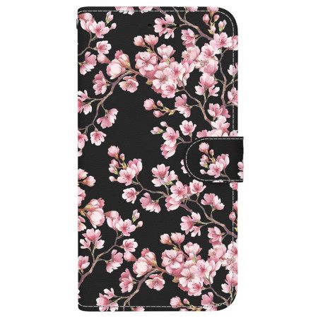 Δερματινη Θηκη Motorola Edge 50 Pro Plum Blossoms Με Λουράκι