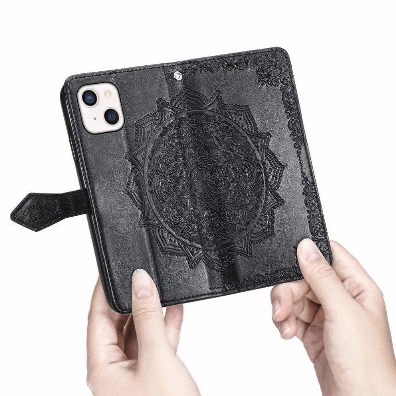 Κάλυμμα iPhone 13 Mini Mandala Relief Faux Leather