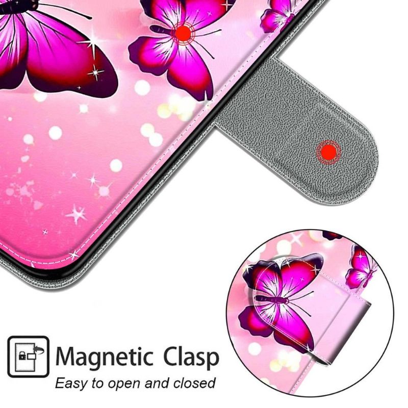 δερματινη θηκη Samsung Galaxy S21 FE Pink Butterflies