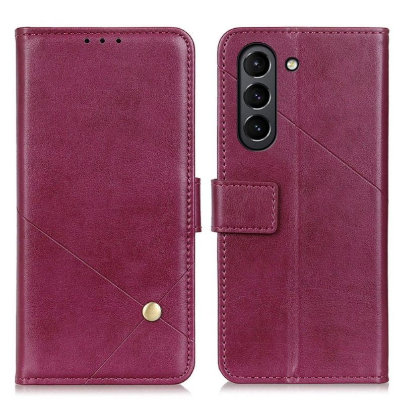 Κάλυμμα Samsung Galaxy S21 FE Θήκη Flip Faux Leather Flap Με Πριτσίνι