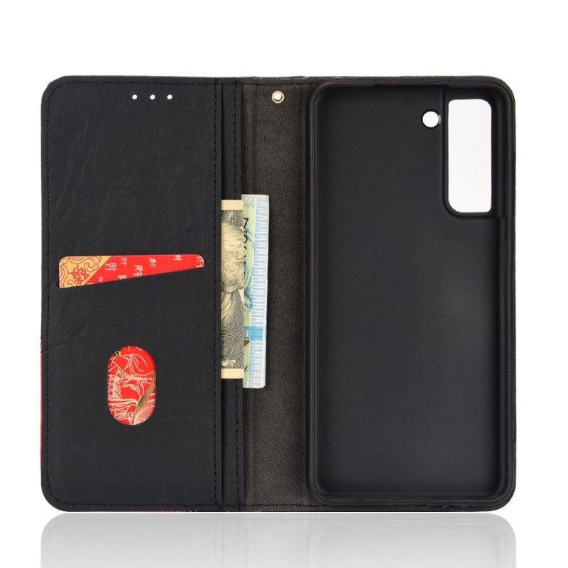 Κάλυμμα Samsung Galaxy S21 FE Θήκη Flip Faux Leather Retro