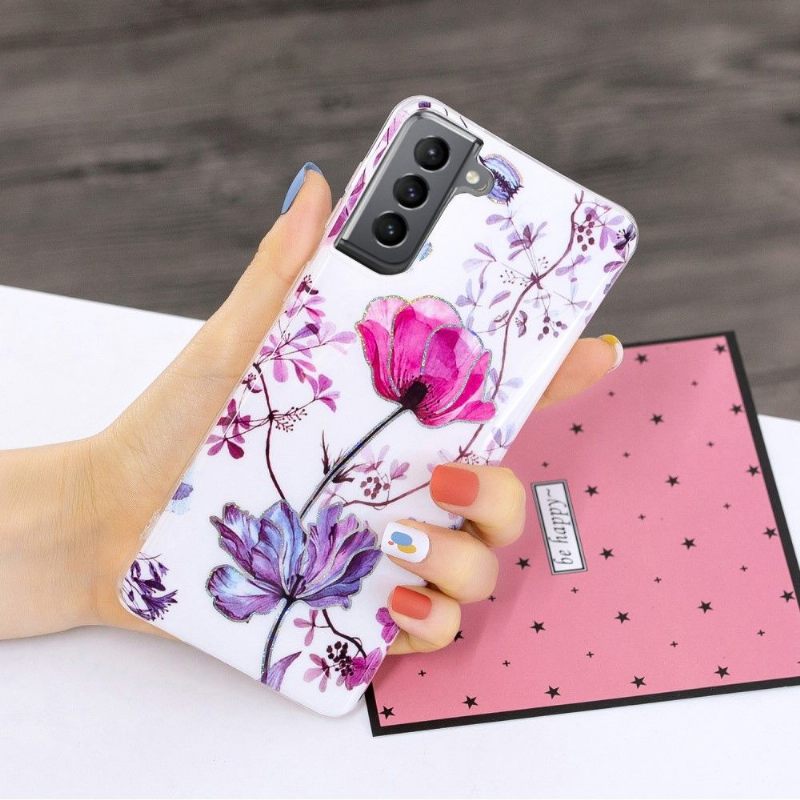 Θήκη Samsung Galaxy S21 FE Silicone Violet Flower