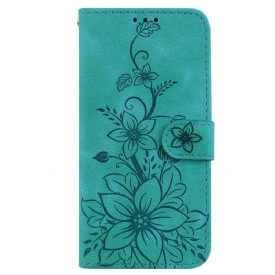 Θήκη Flip iPhone 15 Pro Max με κορδονι Floral Λουράκι