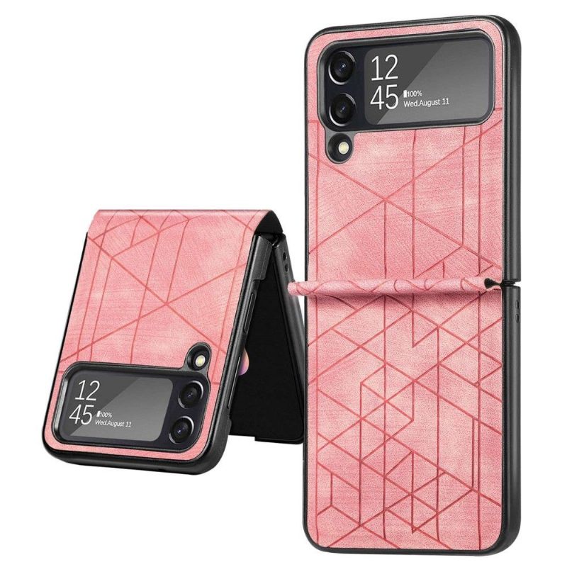 θηκη κινητου Samsung Galaxy Z Flip 3 5G Θήκη Flip Geometric Lines Leather Effect