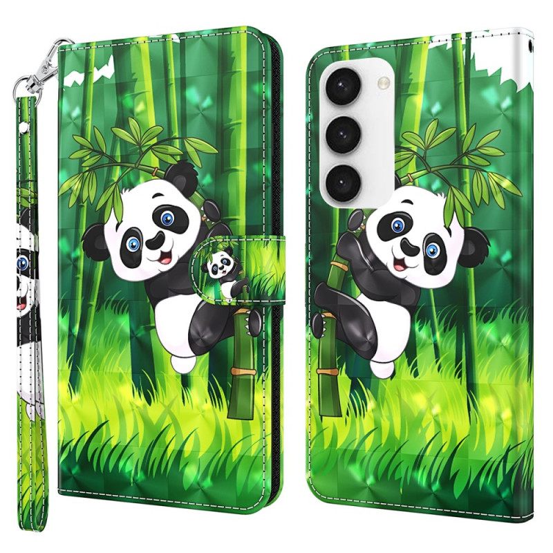 Δερματινη Θηκη Samsung Galaxy S24 5g Bamboo Panda Με Λουράκι