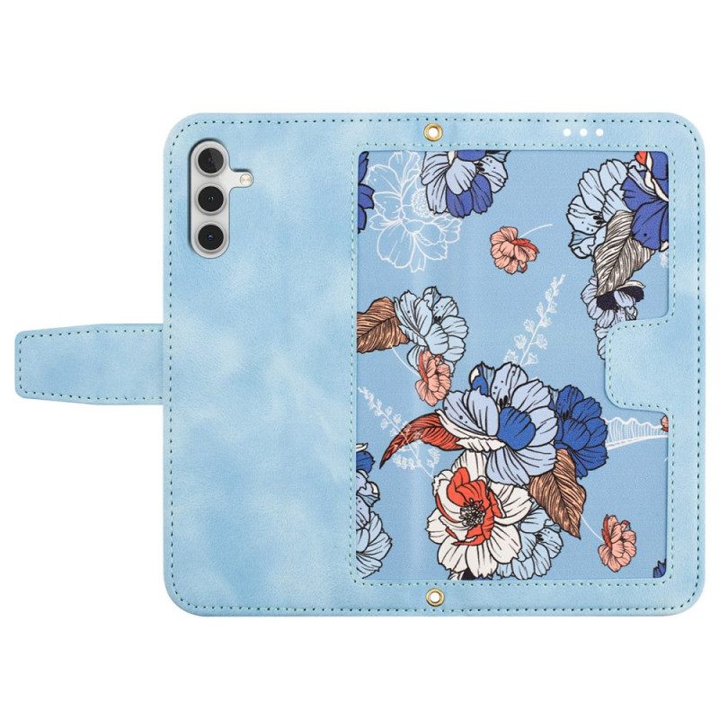 Δερματινη Θηκη Samsung Galaxy S24 5g Καλλιτεχνικό Floral Pattern Με Λουράκι