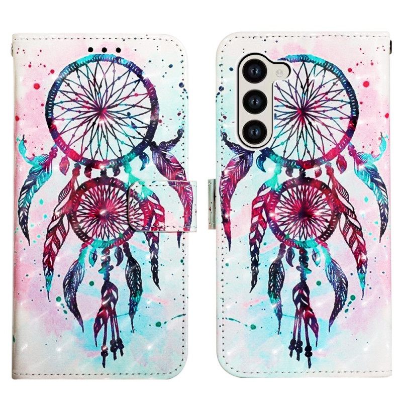 Δερματινη Θηκη Samsung Galaxy S24 5g Red Watercolor Dream Catcher