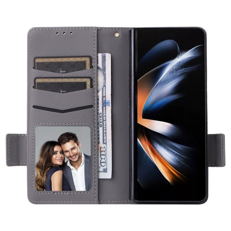 Δερματινη Θηκη Samsung Galaxy Z Fold 6 Διπλό Κούμπωμα Και Λουρί